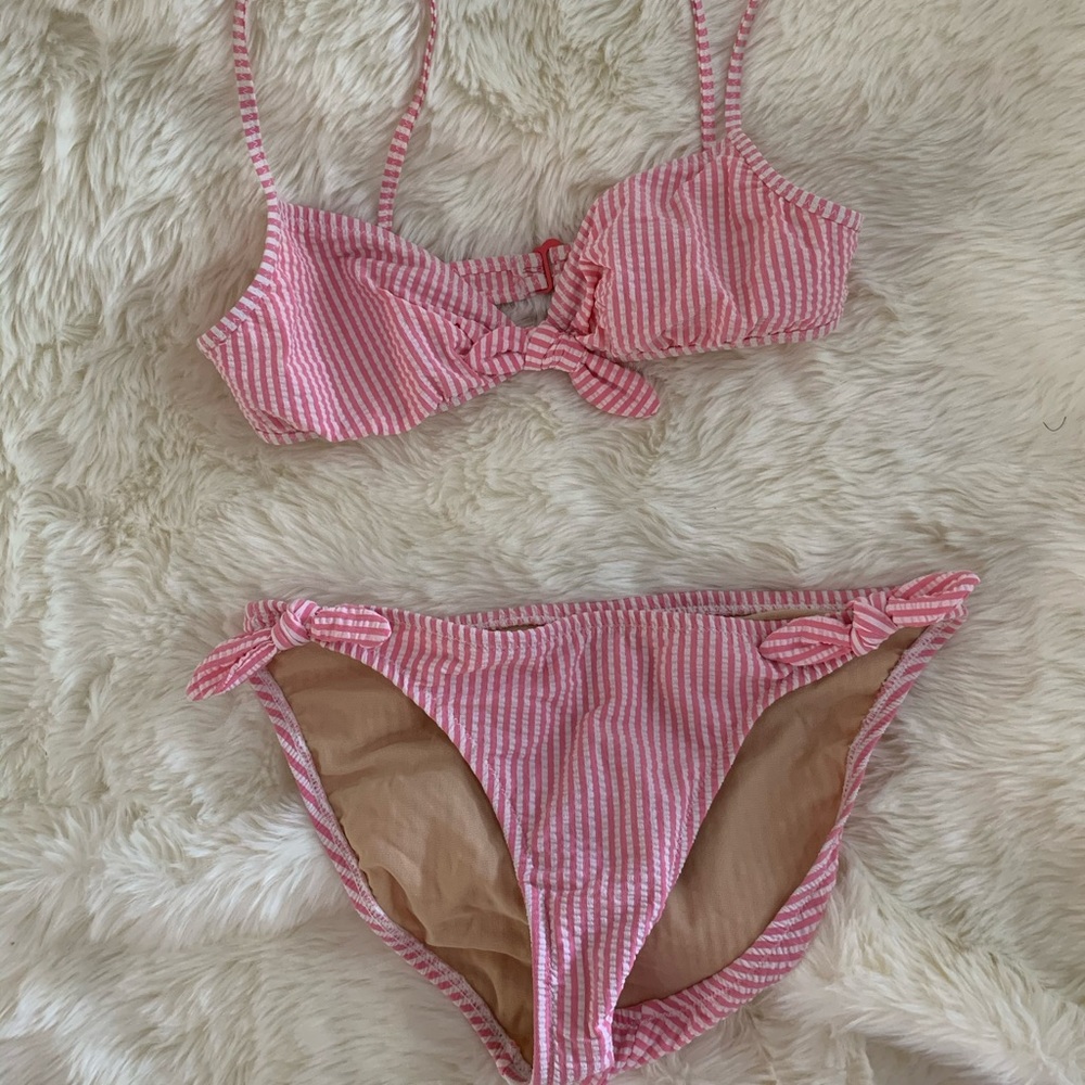 Pink J.Crew seersucker bikini, sz small